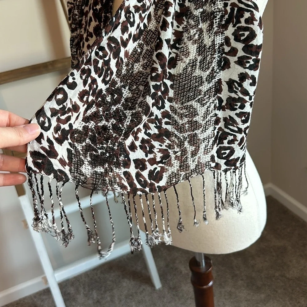 Collections Eighteen Animal Print Scarf with Fringe